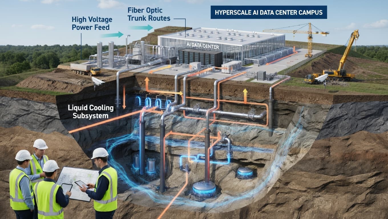 Turnkey data center development: from land to fully operational facility with power, cooling, and fiber connectivity.